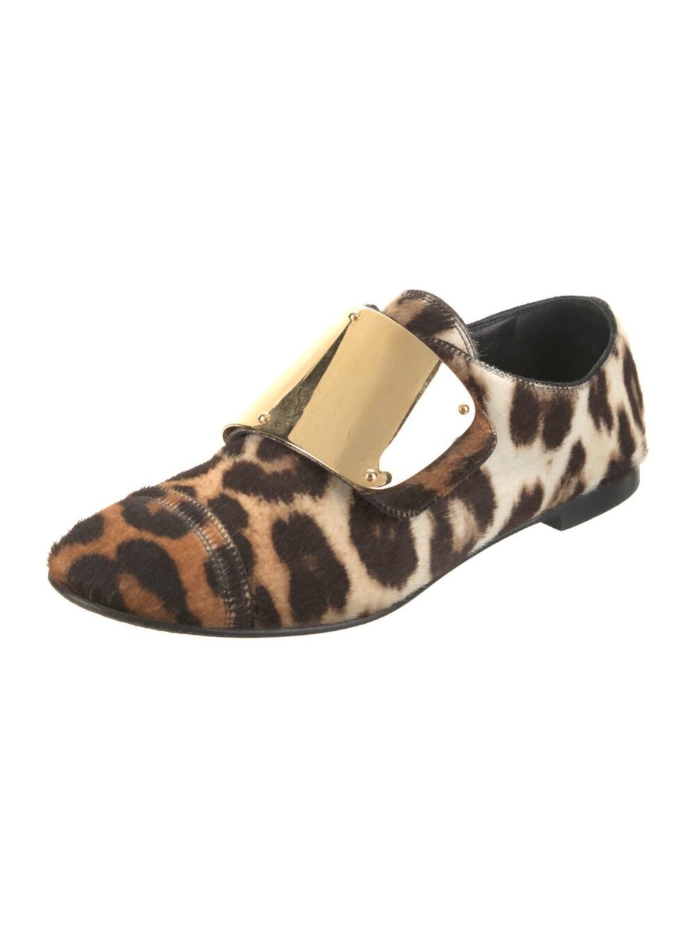 Giuseppe Zanotti Ponyhair Leopard Flats Sandals Brown Preppy Size 6